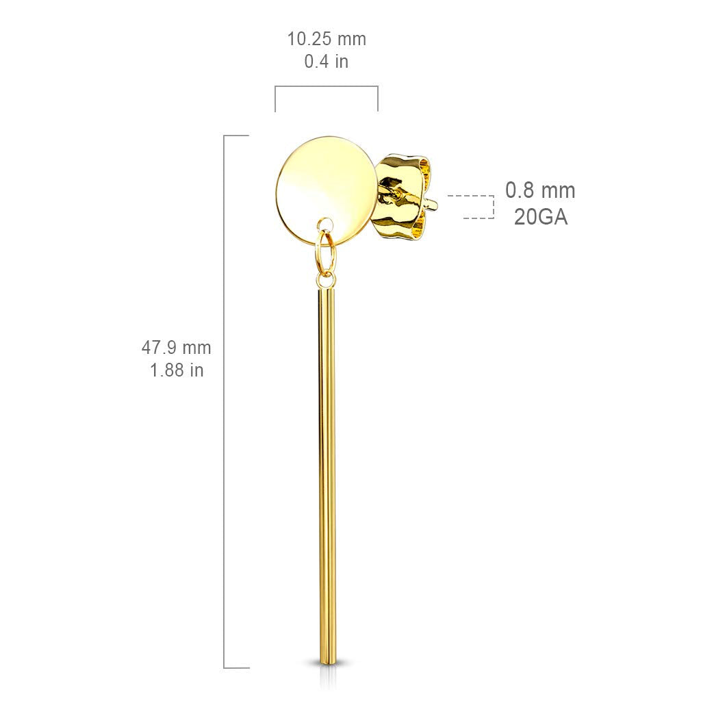 1 Paar Damen Ohrstecker Runde Platte Anhänger Balken Ohrringe Chirurgenstahl Silber Gold Roségold