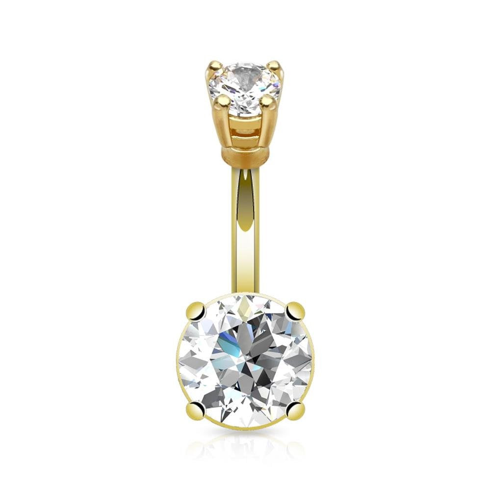 Bauchnabelpiercing GROSSER Stein Set 1,6mm 10mm Nabelpiercing Chirurgenstahl Bananabell Zirkonia Silber Gold 14 Karat