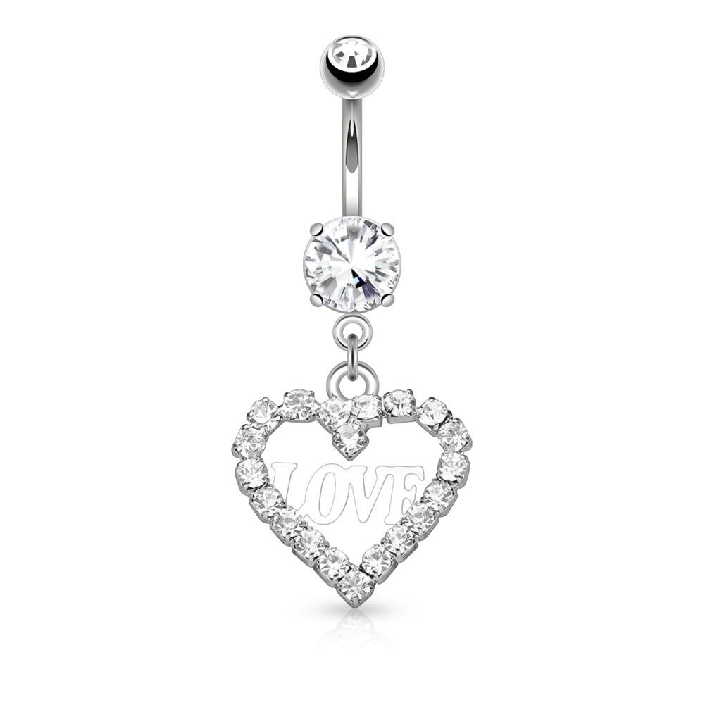 Bauchnabelpiercing 1,6mm 10mm Anhänger Herz Nabelpiercing Edelstahl Chirurgenstahl Bananabell Zirkonia Silber Gold Roségold