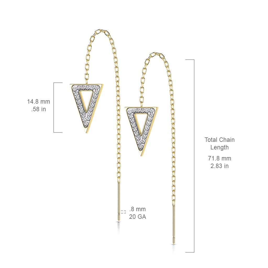1 Paar Damen Ohrringe Durchzieher Kristall Pavé Clear Dreieck-Anhänger Ohrringe Ohrstecker Chirurgenstahl Silber Gold Roségold
