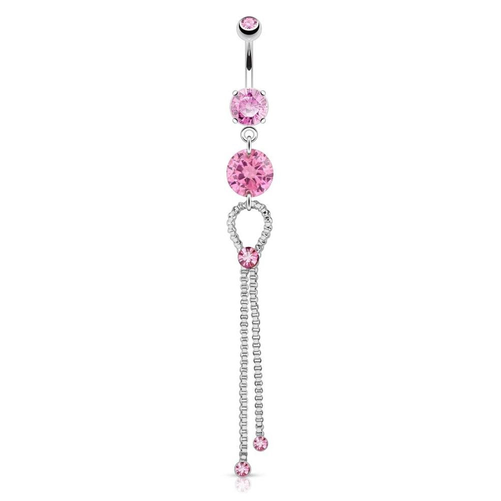 Bauchnabelpiercing ZIRKONIA Krawatte Anhänger 1,6mm 10mm Nabelpiercing Edelstahl Chirurgenstahl Bananabell Clear Pink