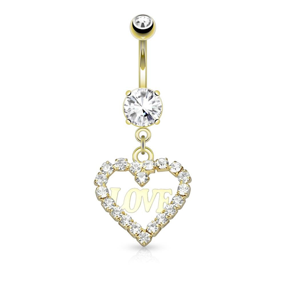 Bauchnabelpiercing 1,6mm 10mm Anhänger Herz Nabelpiercing Edelstahl Chirurgenstahl Bananabell Zirkonia Silber Gold Roségold