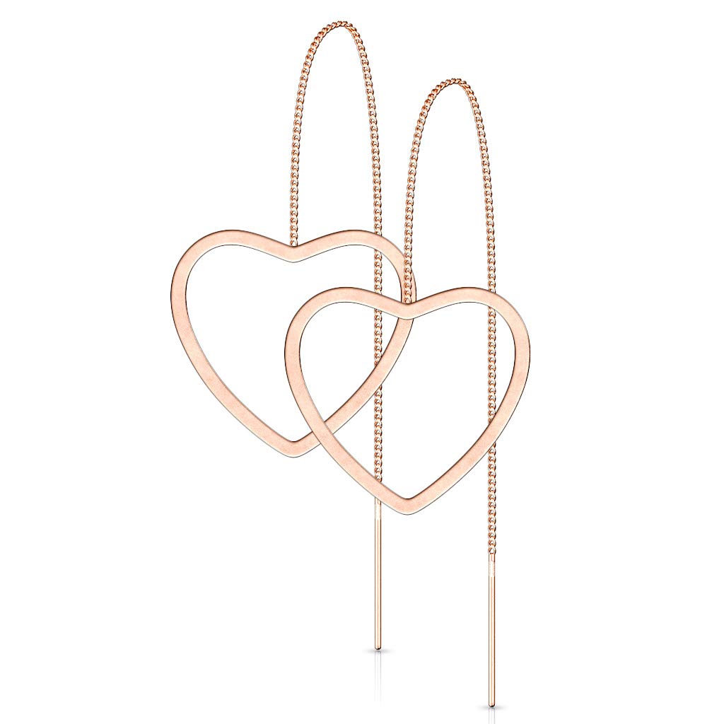 1 Paar Damen Ohrring Durchzieher Anhänger Offenes Herz Ohrringe Ohrstecker Chirurgenstahl Silber Gold Roségold