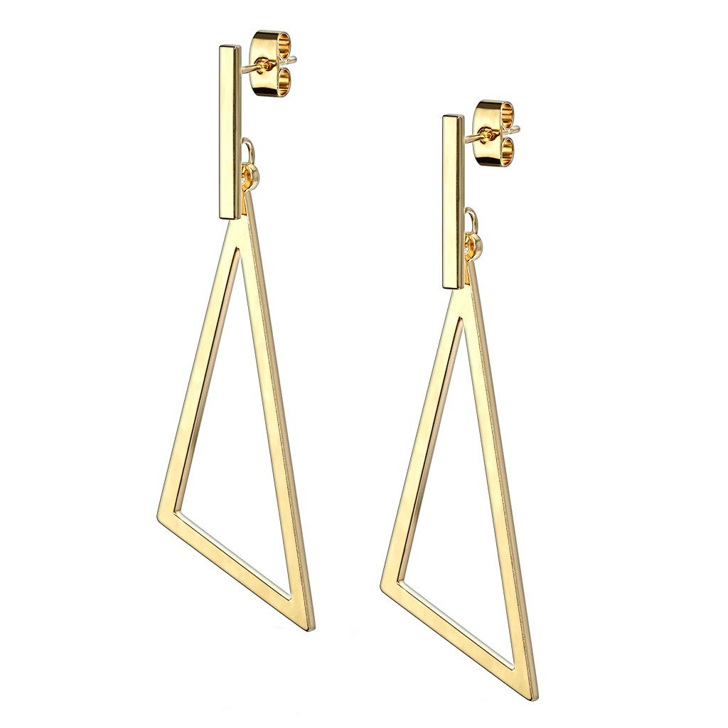 1 Paar Damen Ohrstecker Balken Anhänger Triangel Ohrringe Chirurgenstahl Steckerverschluss Silber Gold