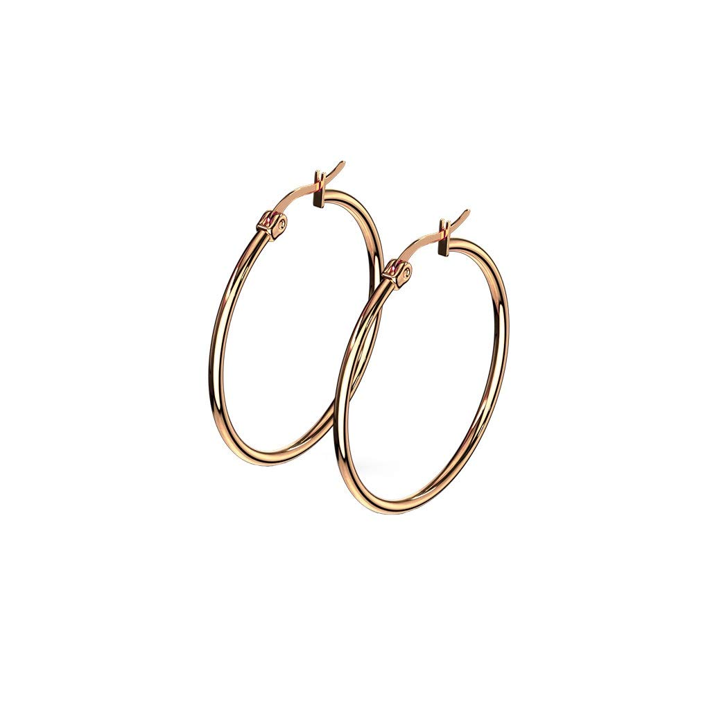 1 Paar Damen CREOLEN Ohrringe Ohrstecker Chirurgenstahl Roségold 10 15 20 25 30 35 40 45 50 55 60 65 70 75 mm