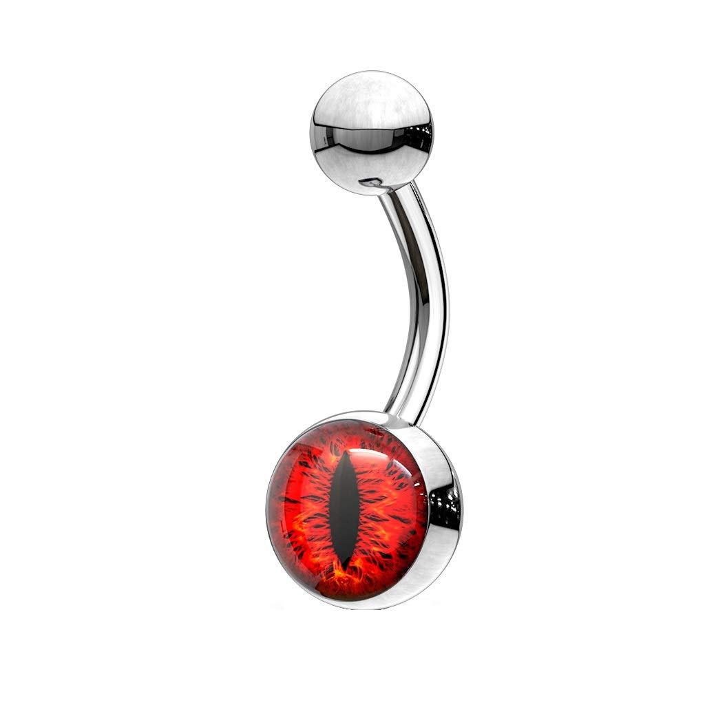 Bauchnabelpiercing Schlangen-Auge Nabelpiercing Chirurgenstahl Bananabell Silber Blau Grün Rot Stab 1,6/10mm