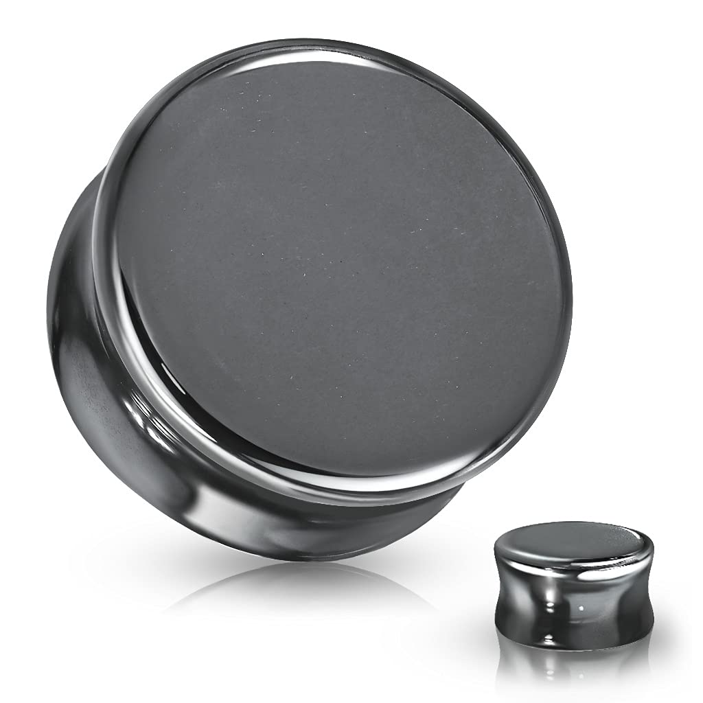 Ohrplug Schwarz Ohrpiercing Hämatit Natur-Stein Ohrschmuck Tunnel 4-16mm Sattelverschluss