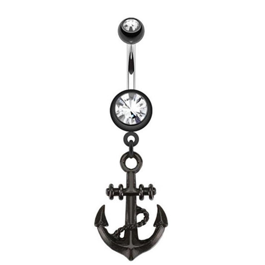 Bauchnabelpiercing Anker 1,6mm 10mm Anhänger Nabelpiercing Chirurgenstahl Bananabell Zirkonia Silber Clear Blau Pink Schwarz