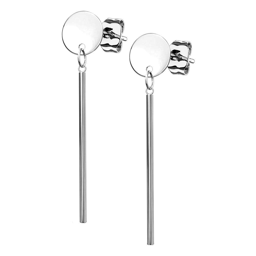 1 Paar Damen Ohrstecker Runde Platte Anhänger Balken Ohrringe Chirurgenstahl Silber Gold Roségold