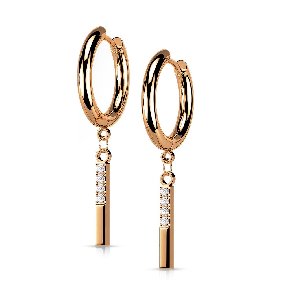 1 Paar Damen Creolen Ohrhänger Anhänger 4 Zirkonia Clear Ohrringe Ohrstecker Silber Gold Schwarz Roségold