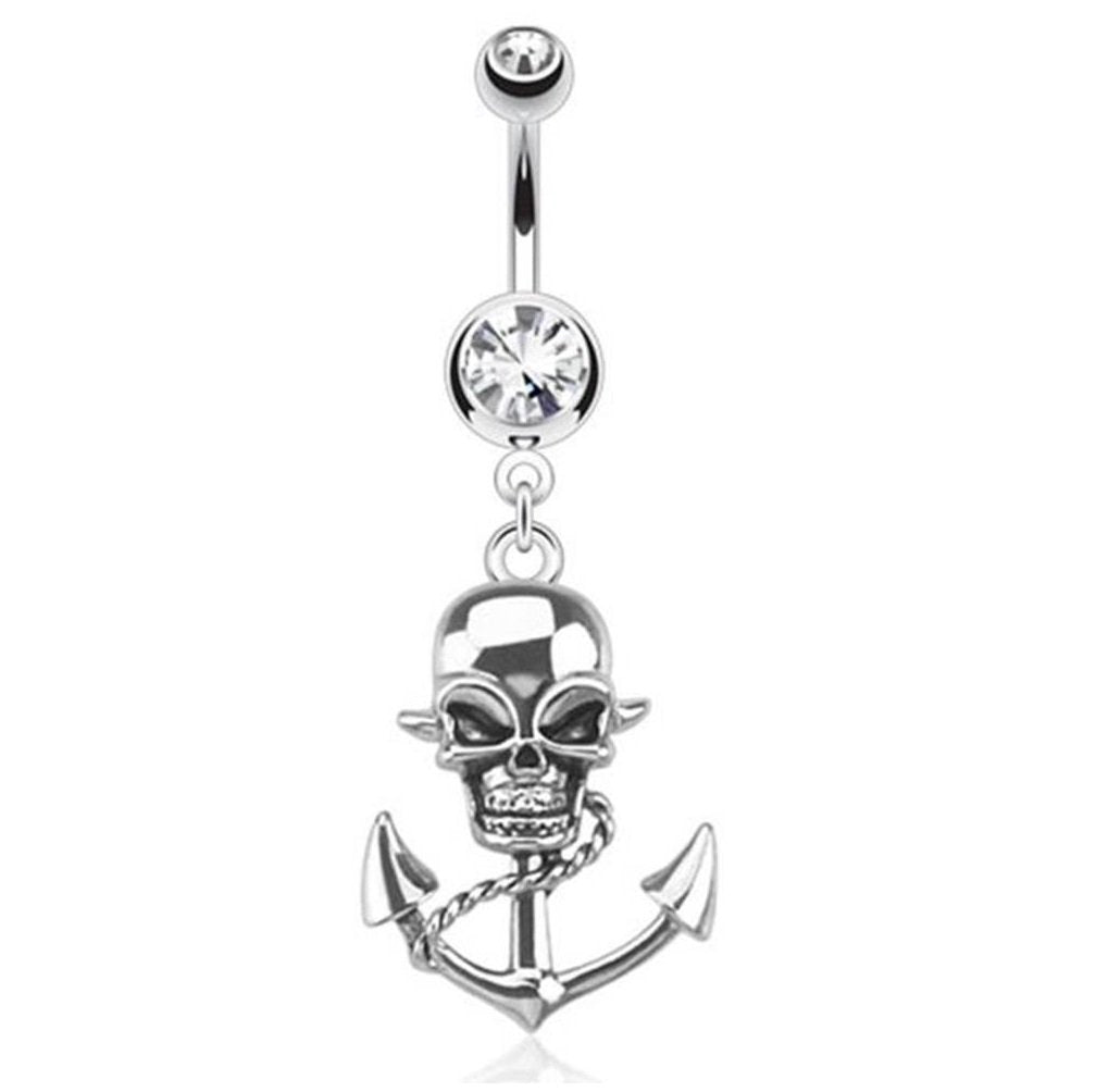 Bauchnabelpiercing Anker 1,6mm 10mm Anhänger Nabelpiercing Chirurgenstahl Bananabell Zirkonia Silber Clear Blau Pink Schwarz