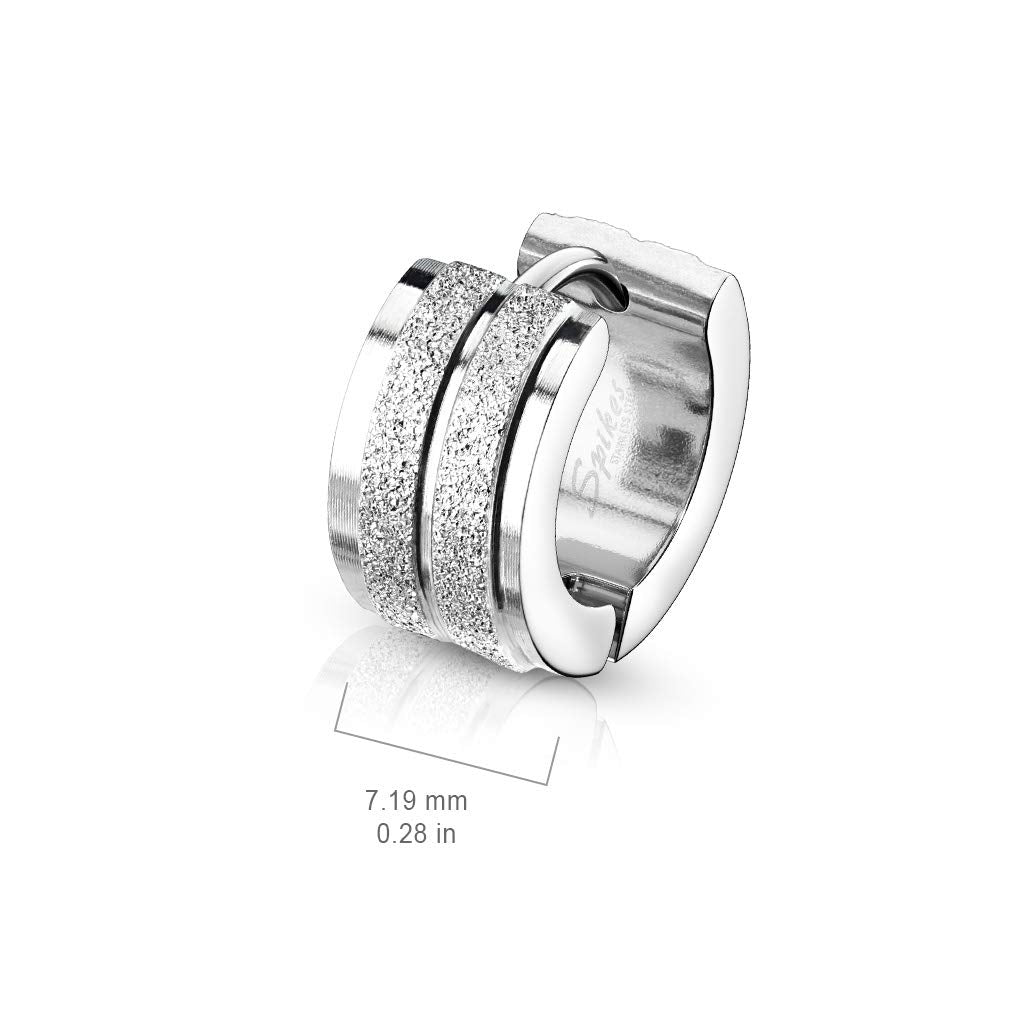 1 Paar Damen CREOLEN 2 sandgebürstete Streifen Ohrringe Ohrstecker Chirurgenstahl Silber 7mm