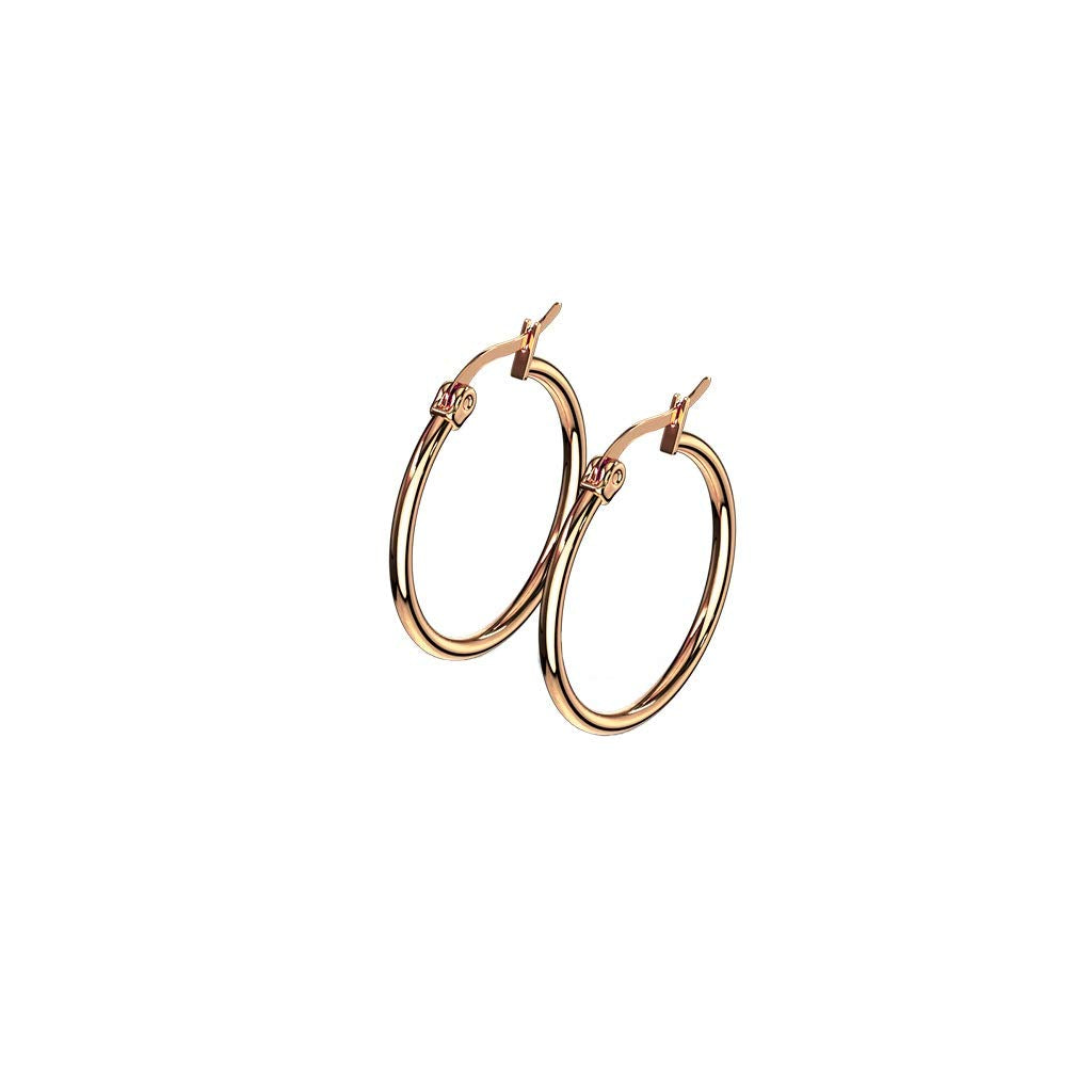 1 Paar Damen CREOLEN Ohrringe Ohrstecker Chirurgenstahl Roségold 10 15 20 25 30 35 40 45 50 55 60 65 70 75 mm