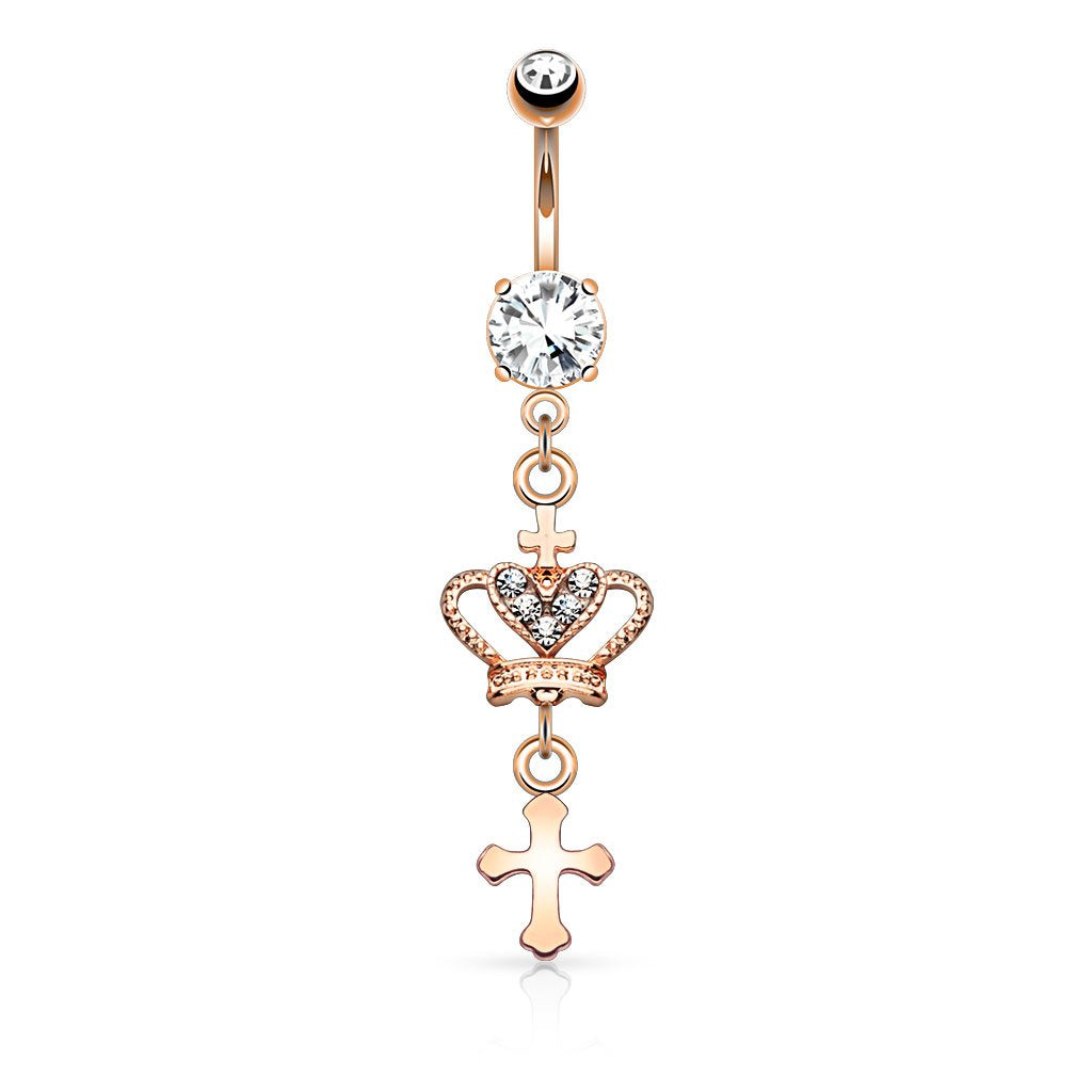 Bauchnabelpiercing 1,6mm 10mm Royal Charm Nabelpiercing Edelstahl Chirurgenstahl Bananabell Zirkonia Silber Gold Roségold