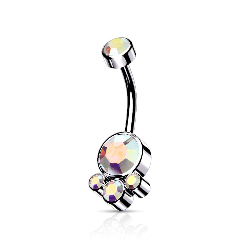 Bauchnabelpiercing Cluster Kristalle Rund Nabelpiercing Chirurgenstahl Bananabell viele Farben Stab 1,6/10mm