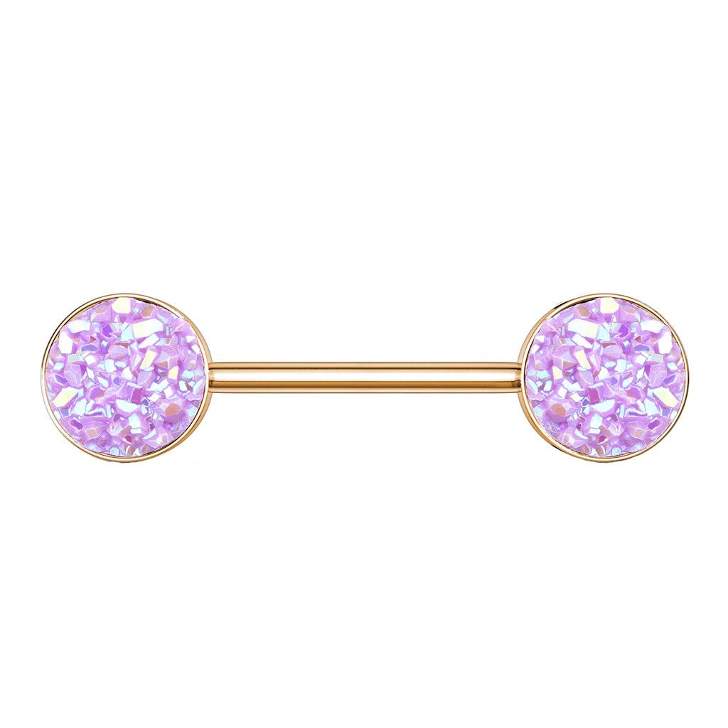 Brustwarzenpiercing Glitzer KRISTALL-Steine Brustpiercing Nippelpiercing Chirurgenstahl Roségold Multicolor Stab 1,6/14mm Stein 9mm