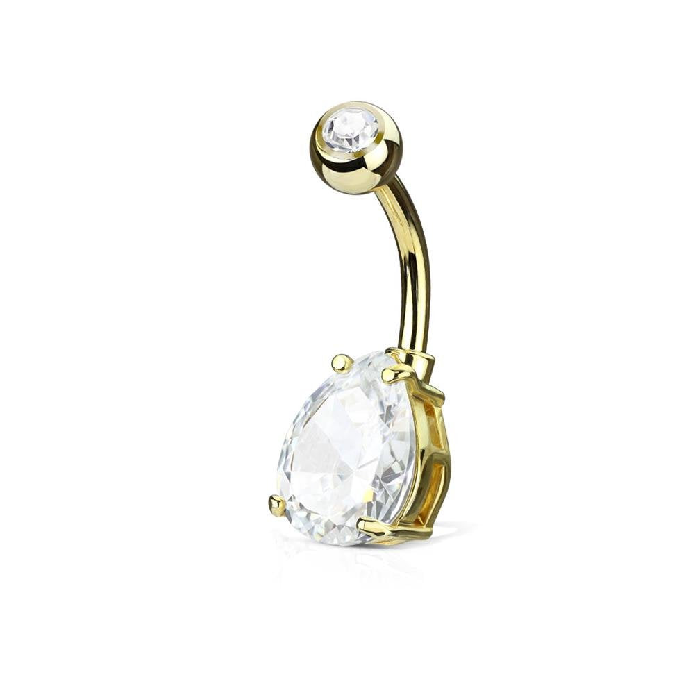 Bauchnabelpiercing 1,6mm 10mm Träne 7mm Nabelpiercing Edelstahl Chirurgenstahl Bananabell Zirkonia Gold Silber Roségold