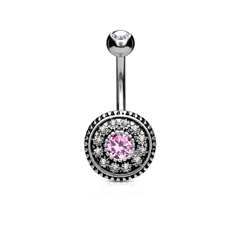 Bauchnabelpiercing 1,6mm 10mm Vintage Ornament Blume Juwel Nabelpiercing Edelstahl Chirurgenstahl Bananabell Zirkonia Opal