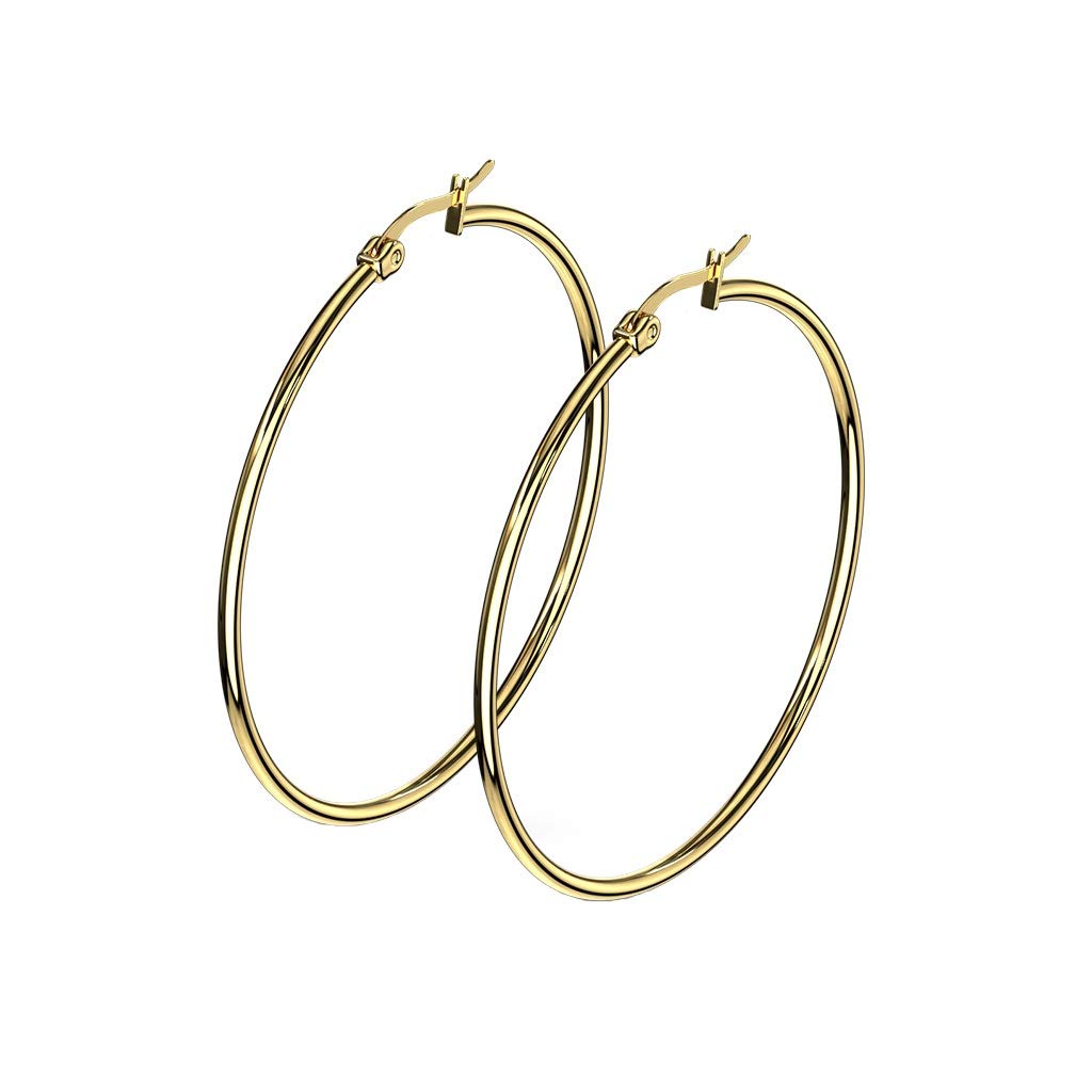 1 Paar Damen CREOLEN Ohrringe Ohrstecker Chirurgenstahl Gold 10 15 20 25 30 35 40 45 50 55 60 65 70 75 mm