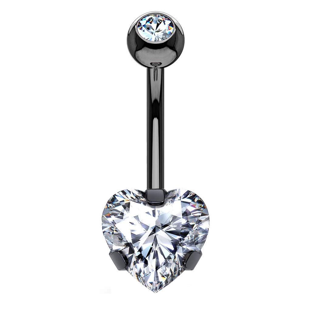 Bauchnabelpiercing ZIRKONIA Herz Nabelpiercing Chirurgenstahl Bananabell Multicolor Stab 1,6/10mm