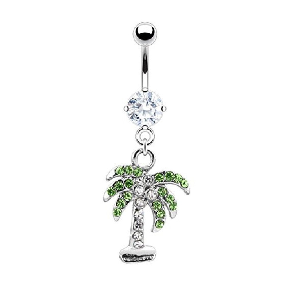 Bauchnabelpiercing Palme Anhänger Stab 1,6mm 10mm Nabelpiercing Edelstahl Chirurgenstahl Bananabell Zirkonia Silber Pink Aqua Clear
