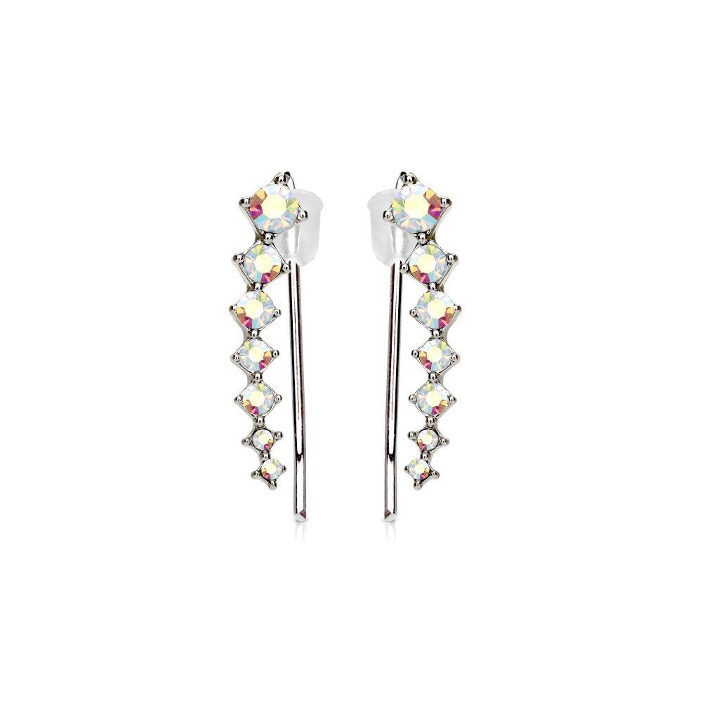 1 Paar Ohrklemmen KRISTALLBOGEN 19 x 3mm Set Ohrringe Ohrclip Ohrstecker Chirurgenstahl Silber Gold Roségold viele Farben