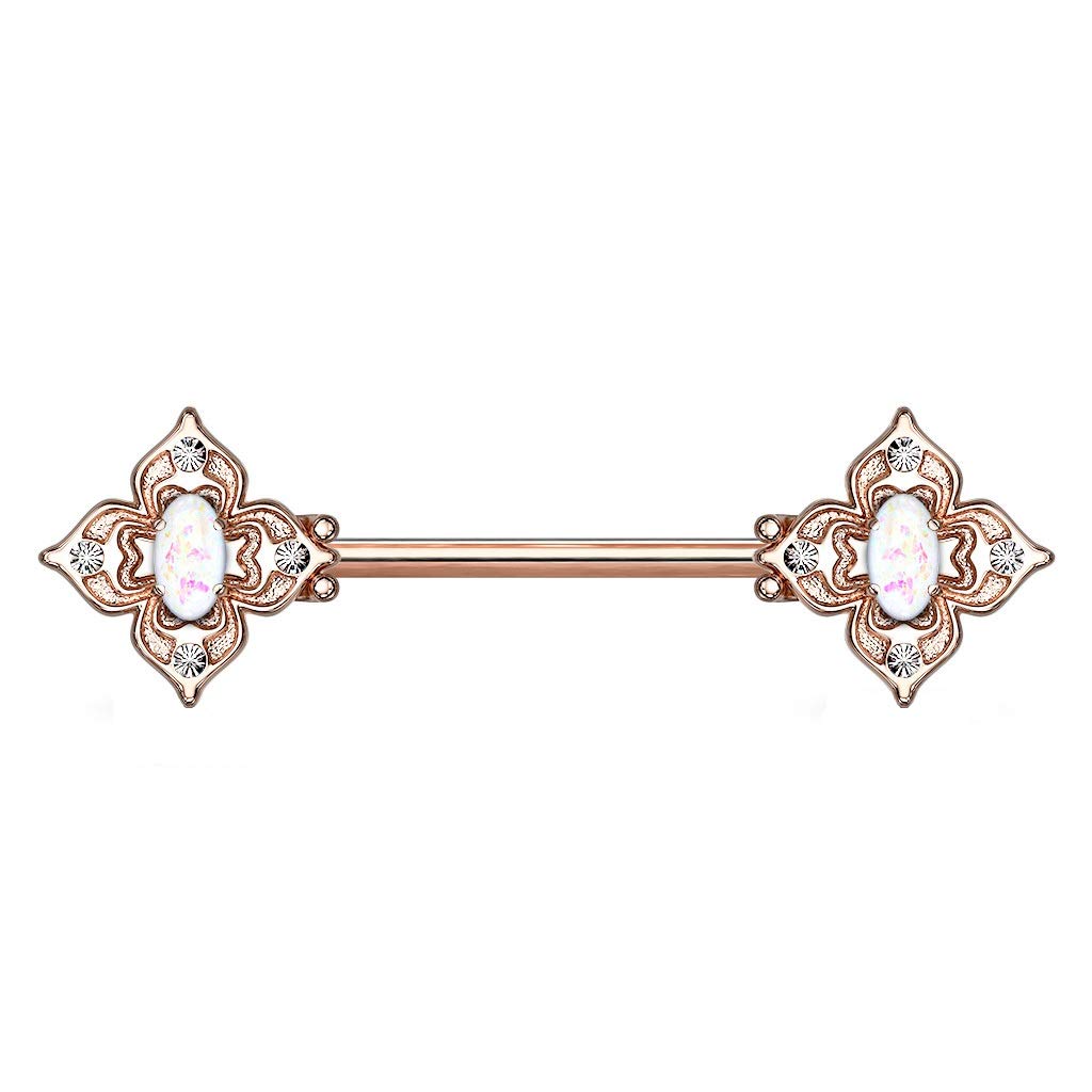 Brustwarzenpiercing Glitzer-Opal Blumen-Quadrat Brustpiercing Nippelpiercing Chirurgenstahl viele Farben Stab 1,6/14mm