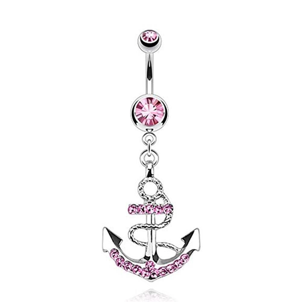 Bauchnabelpiercing Anker 1,6mm 10mm Anhänger Nabelpiercing Chirurgenstahl Bananabell Zirkonia Silber Clear Blau Pink Schwarz