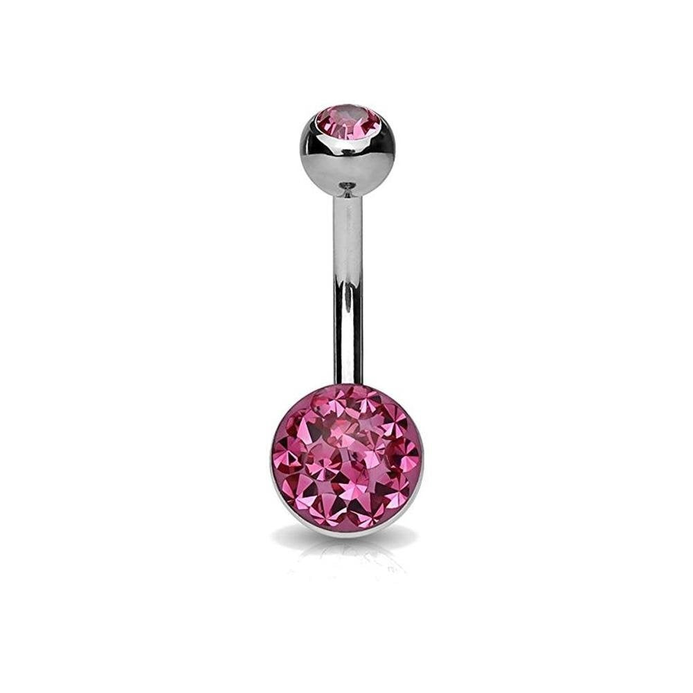 Bauchnabelpiercing Grosse Glitzer-Kugel Stab 1,6mm 10mm Nabelpiercing Edelstahl Chirurgenstahl Bananabell Zirkonia viele Farben