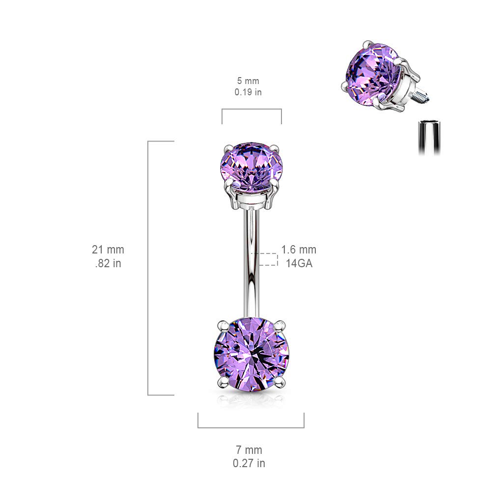 Bauchnabelpiercing DOPPEL-ZIRKONIA 5/9mm Nabelpiercing Chirurgenstahl Bananabell Multicolor Stab 1,6/10mm