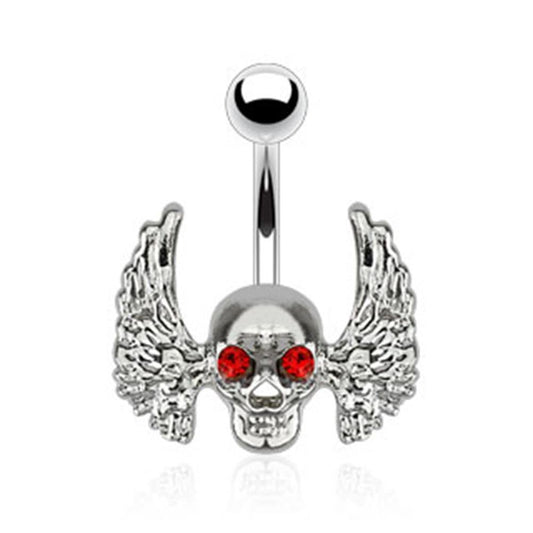 Bauchnabelpiercing 1,6mm 10mm Anhänger Totenkopf Skull Nabelpiercing Edelstahl Chirurgenstahl Bananabell Zirkonia 14 Karat