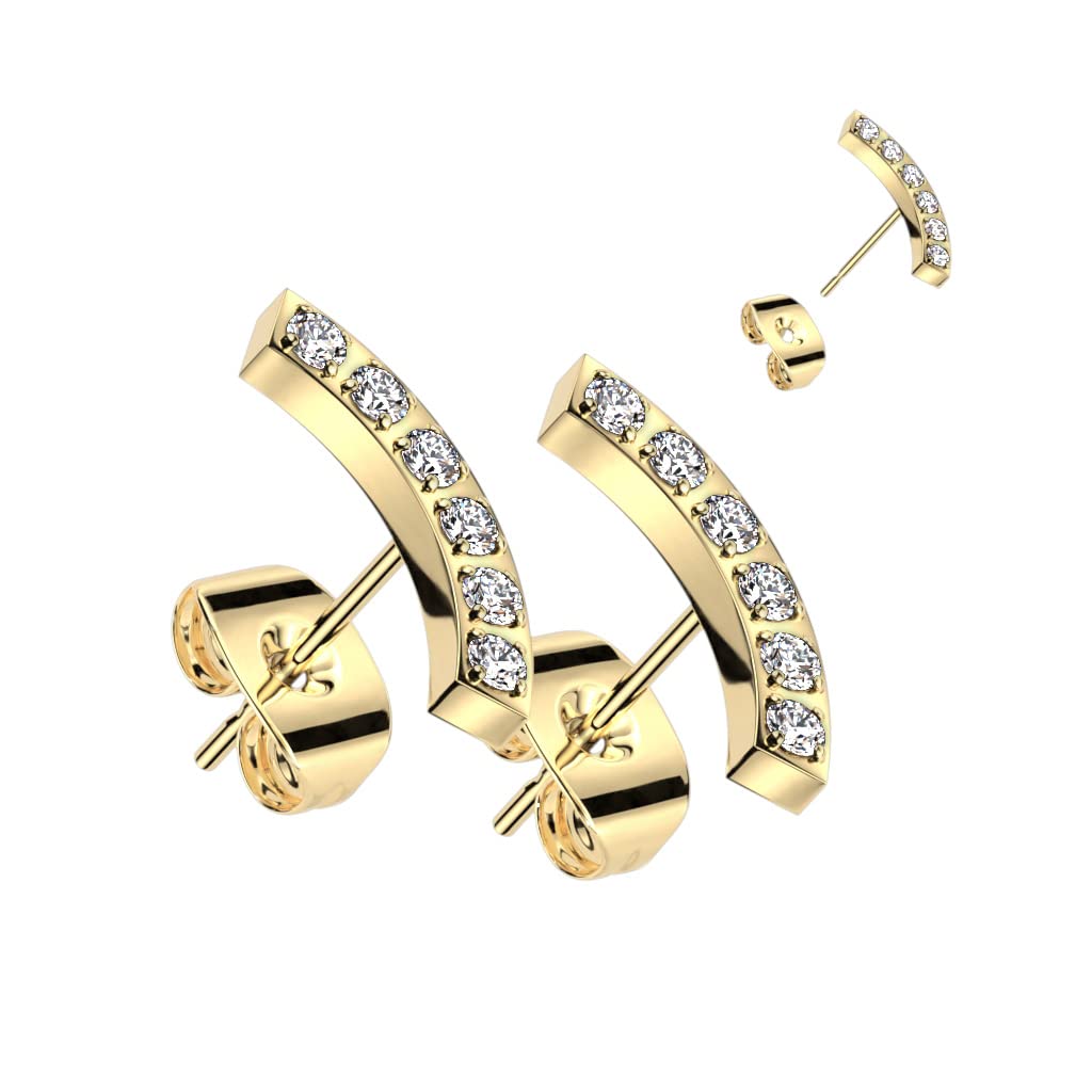 1 Paar Damen Ohrstecker Zirkonia Bogen Clear Chirurgenstahl Ohrringe Ohrhänger Silber Gold Roségold