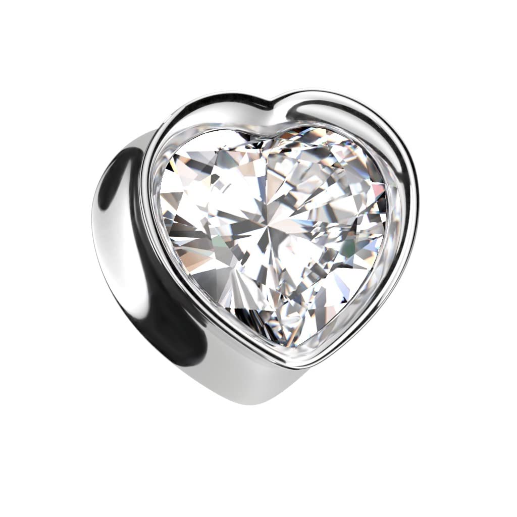 Ohrtunnel Silber Schwarz Herz Zirkonia Clear Bunt Chirurgenstahl Ohrpiercing Ohrschmuck Plug Sattelverschluss 8-16mm