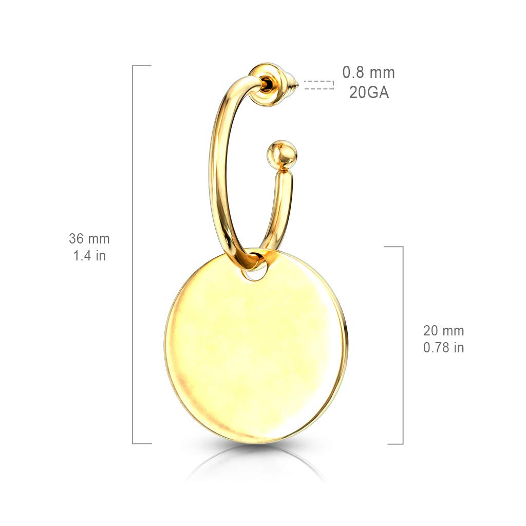 1 Paar Damen Ohrstecker Ring Anhänger runde Platte Ohrringe Chirurgenstahl Steckerverschluss Silber Gold Roségold