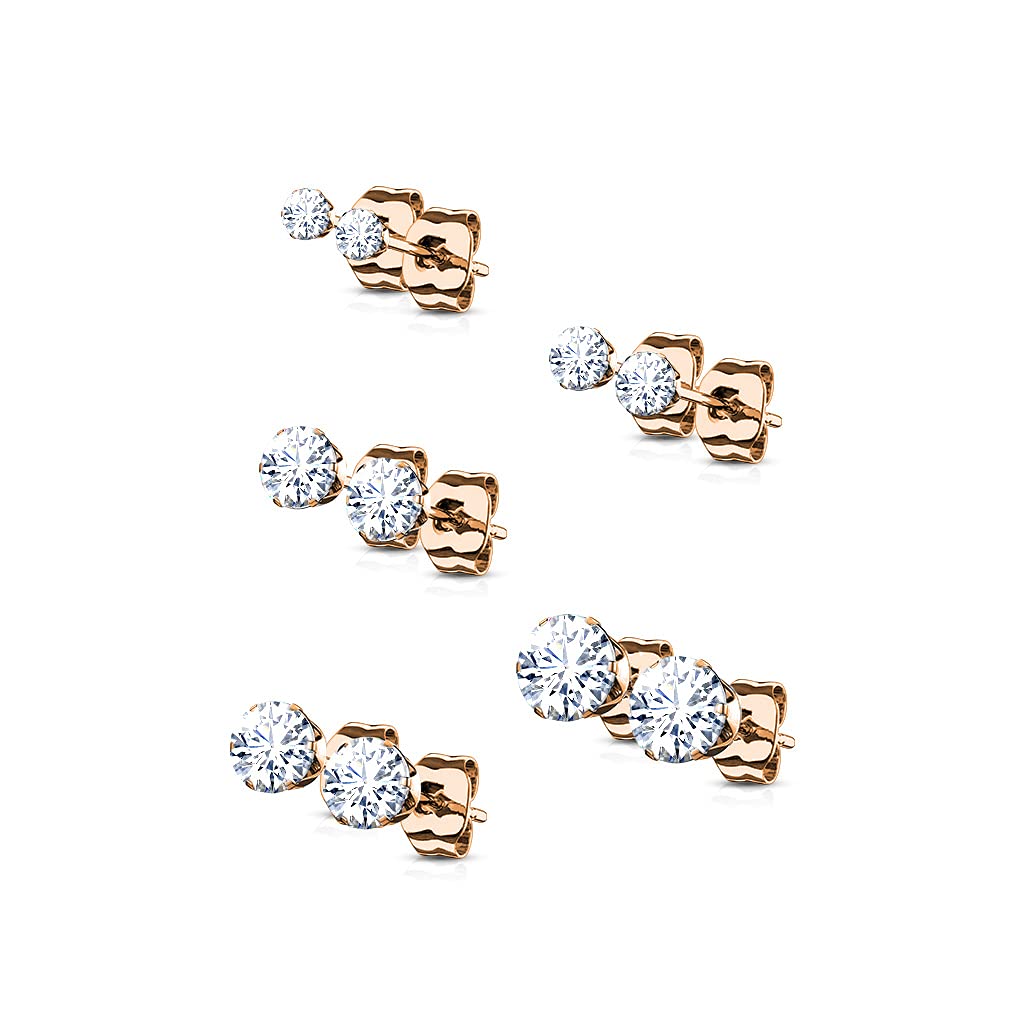 5 Paar Ohringe Runder Zirkonia 3mm 4mm 5mm 6mm 7mm Ohrringe Ohrstecker Chirurgenstahl Silber Gold Schwarz