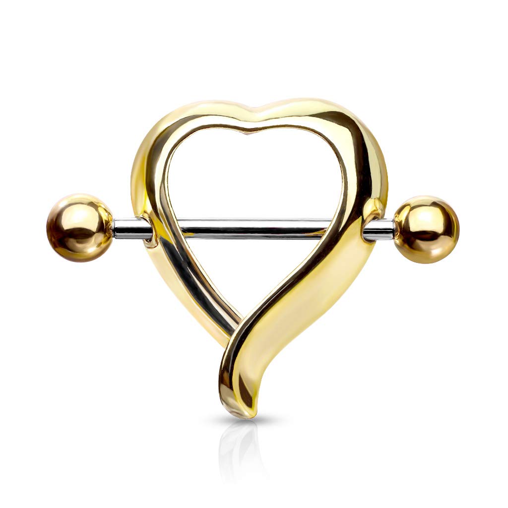 Brustwarzenpiercing Herz Brustpiercing Nippelpiercing Intimpiercing Chirurgenstahl Gold Silber Schwarz Stab 1,6/19mm