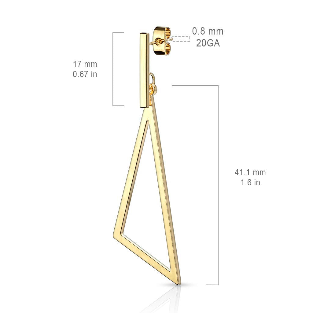 1 Paar Damen Ohrstecker Balken Anhänger Triangel Ohrringe Chirurgenstahl Steckerverschluss Silber Gold