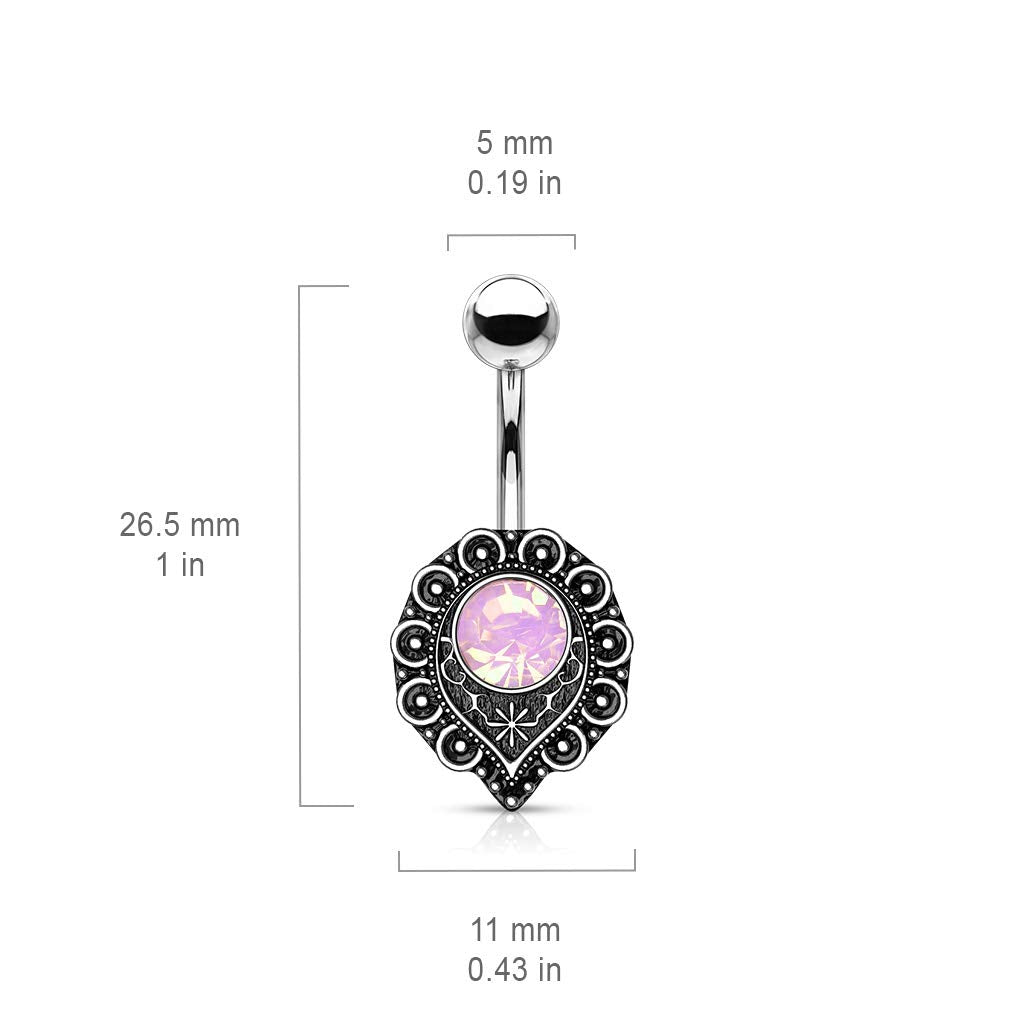 Bauchnabelpiercing Opal-Optik Antik-Silber Nabelpiercing Chirurgenstahl Bananabell Silber Rosa Grün Weiß Stab 1,6/10mm