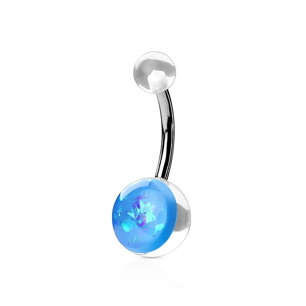 Bauchnabelpiercing Glitzer-OPAL1,6mm 10mm Nabelpiercing Chirurgenstahl Bananabell Acryl Silber Lila Blau Clear Grün Pink Aqua Rot