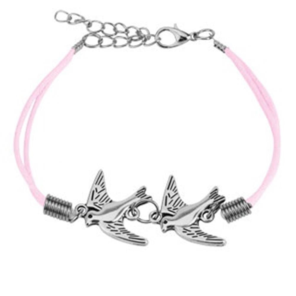 Wickelarmband TAUBEN Länge 250mm Breite 2,88mm verstellbar Karabinerverschluss Kunstleder Edelstahl Seil Unisex