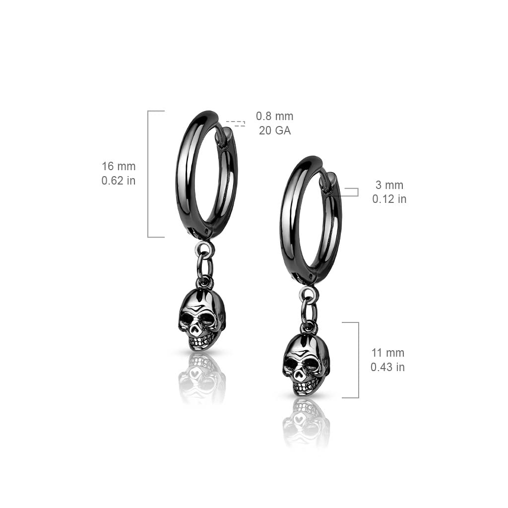 1 Paar Damen Creolen Ohrhänger Totenkopf-Anhänger Ohrringe Ohrstecker Silber Gold Schwarz