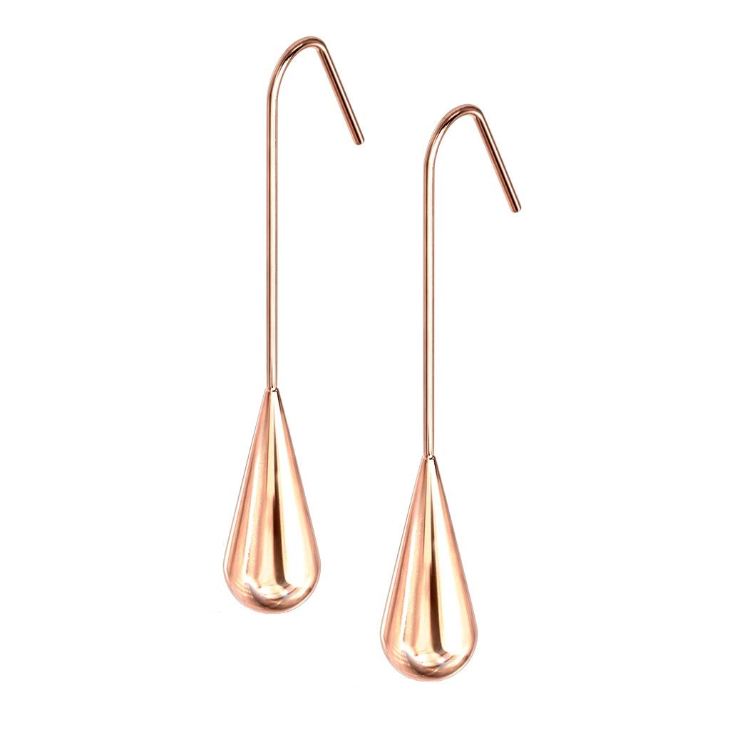 1 Paar Damen Langer Tränen-Tropfen Anhänger Ohrringe Ohrstecker Ohrhänger Chirurgenstahl Gold Roségold Silber 48mm