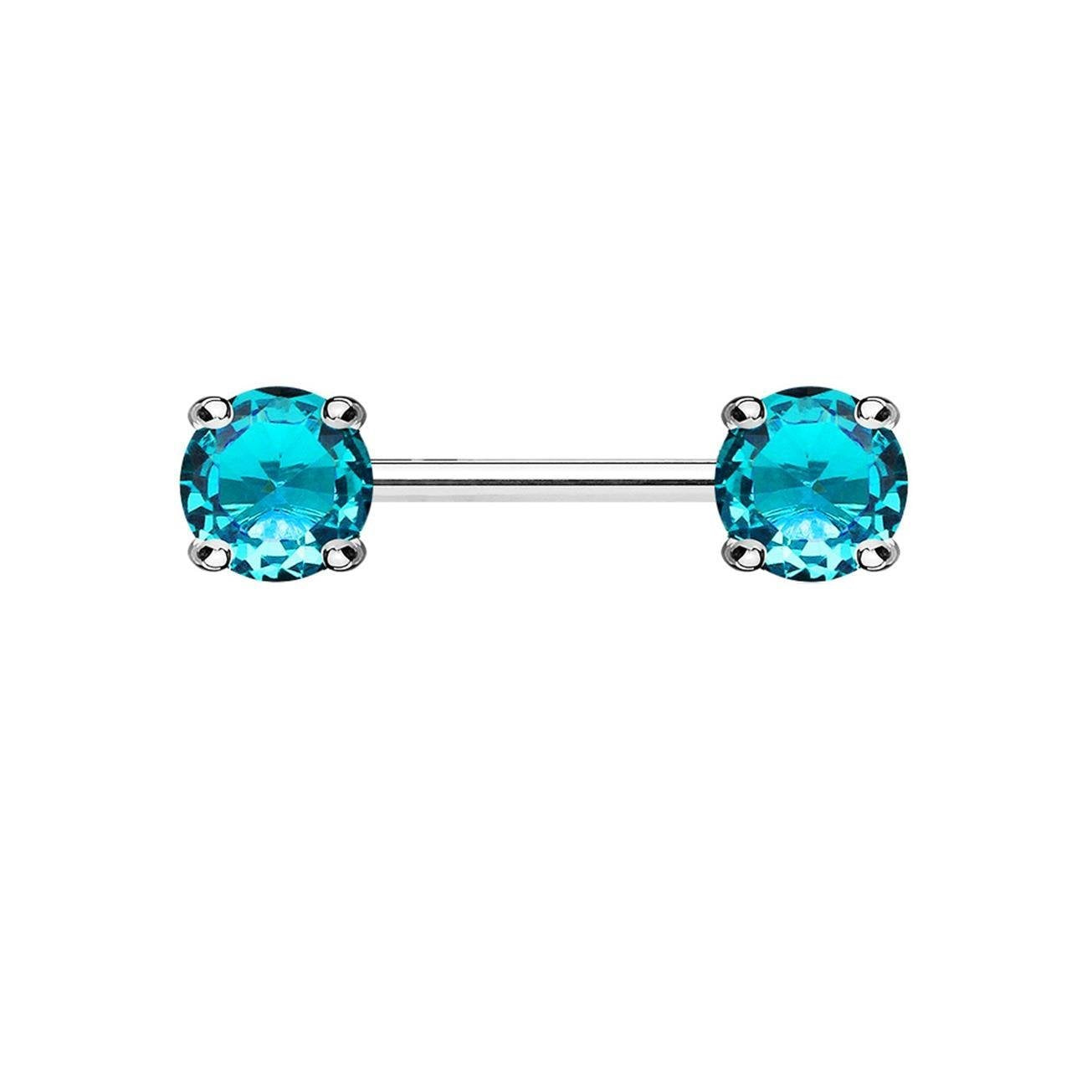 Brustwarzenpiercing 2 Grosse RUNDE ZIRKONIA Brustpiercing Nippelpiercing Edelstahl viele Farben Stab 1,6mm 12+mm