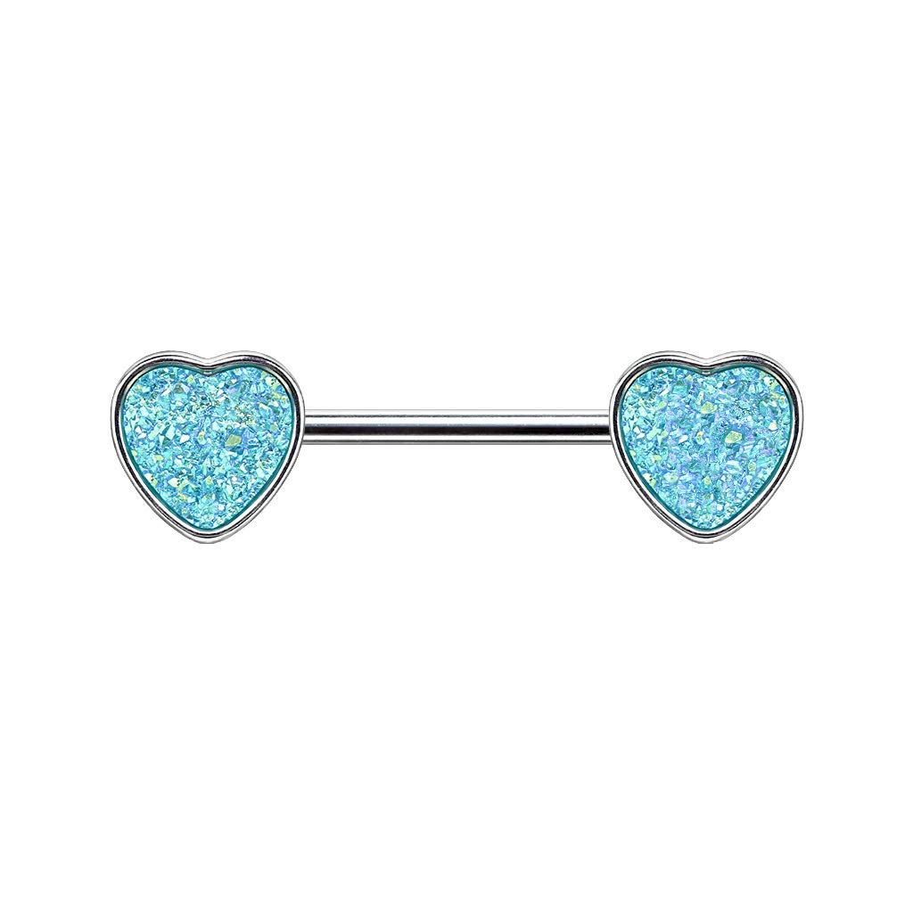 Brustwarzenpiercing Glitzer-Stein Herz Brustpiercing Nippelpiercing Chirurgenstahl Silber Schwarz Pink Aqua Stab 1,6/14mm