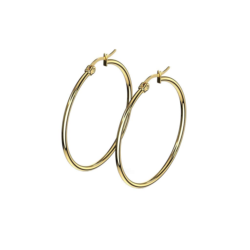1 Paar Damen CREOLEN Ohrringe Ohrstecker Chirurgenstahl Gold 10 15 20 25 30 35 40 45 50 55 60 65 70 75 mm