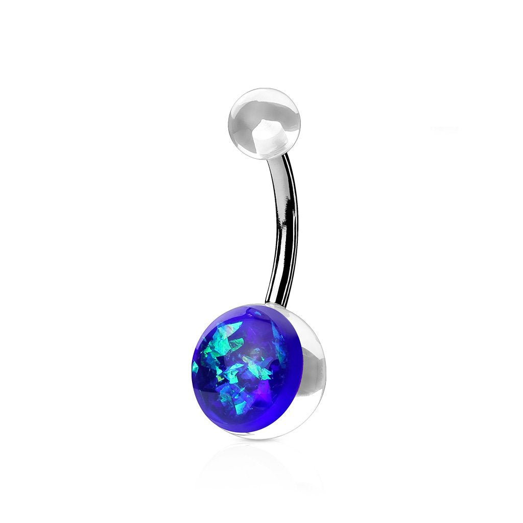 Bauchnabelpiercing Glitzer-OPAL1,6mm 10mm Nabelpiercing Chirurgenstahl Bananabell Acryl Silber Lila Blau Clear Grün Pink Aqua Rot