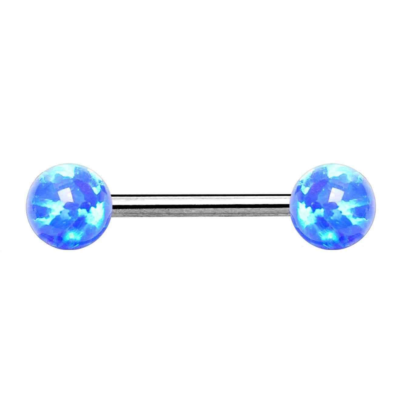 Brustwarzenpiercing 2 Opale Brustpiercing Nippelpiercing Chirurgenstahl Silber Blau Weiß Grün Pink Stab 1,6mm 14/16mm