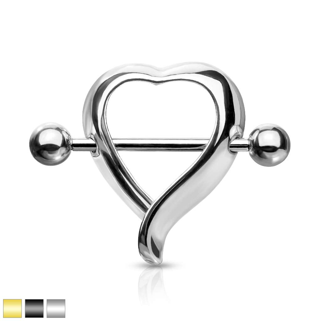 Brustwarzenpiercing Herz Brustpiercing Nippelpiercing Intimpiercing Chirurgenstahl Gold Silber Schwarz Stab 1,6/19mm