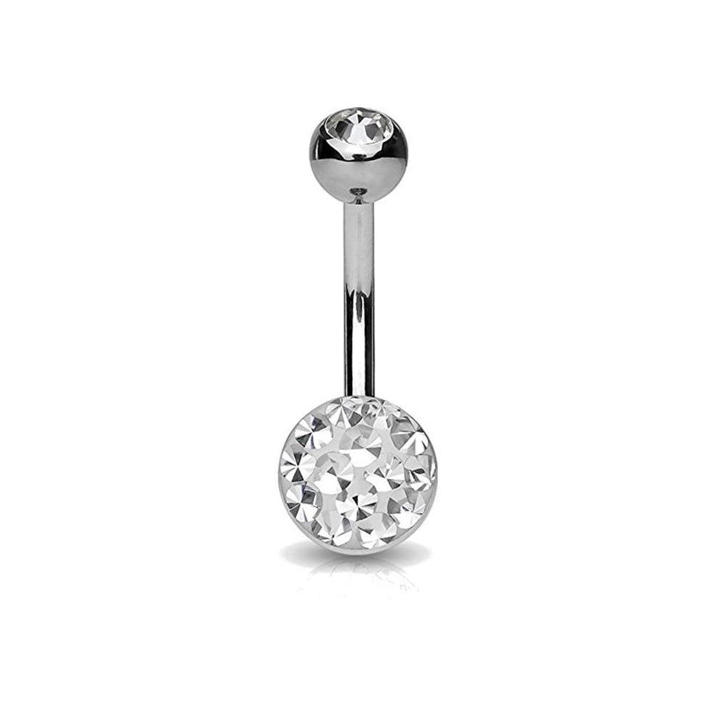 Bauchnabelpiercing Grosse Glitzer-Kugel Stab 1,6mm 10mm Nabelpiercing Edelstahl Chirurgenstahl Bananabell Zirkonia viele Farben