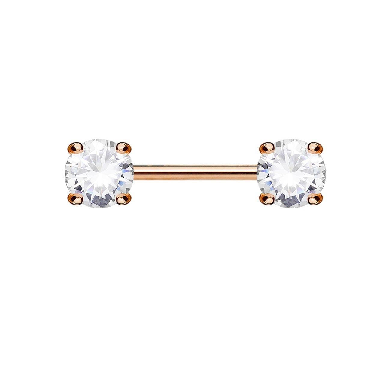 Brustwarzenpiercing 2 Grosse RUNDE ZIRKONIA Brustpiercing Nippelpiercing Edelstahl viele Farben Stab 1,6mm 12+mm